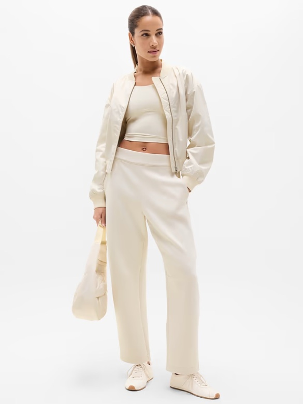 NWT Athleta Form Knit Ivory Mid Rise Barrel Pant